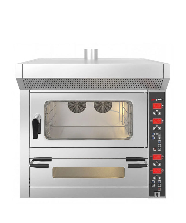 GGM Gastro Lò Đối Lưu Làm Bánh - Phun Hơi - Điều Khiển Số - 4x 600x400mm (EN 60x40) - Lò Pizza - 7 bánh 25.4 cm (Ø25cm)