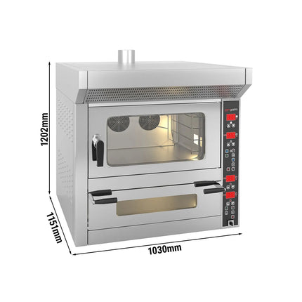 GGM Gastro Lò Đối Lưu Làm Bánh - Phun Hơi - Điều Khiển Số - 4x 600x400mm (EN 60x40) - Lò Pizza - 7 bánh 25.4 cm (Ø25cm)