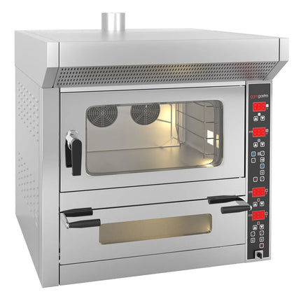 GGM Gastro Lò Đối Lưu Làm Bánh - Phun Hơi - Điều Khiển Số - 4x 600x400mm (EN 60x40) - Lò Pizza - 7 bánh 25.4 cm (Ø25cm)