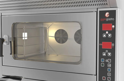 GGM Gastro Lò Đối Lưu Làm Bánh - Phun Hơi - Điều Khiển Số - 4x 600x400mm (EN 60x40) - Lò Pizza - 7 bánh 25.4 cm (Ø25cm)
