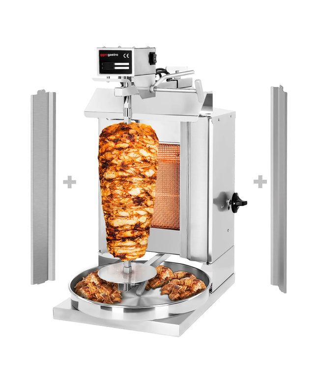 GGM Gastro Lò Doner Kebab Gas (Shawarma/Gyros) - 1 Họng - Đến 5kg - 3.25kW - Để Bàn - Kèm 1 Xiên, Khay Hứng & 2 Cửa Đôi
