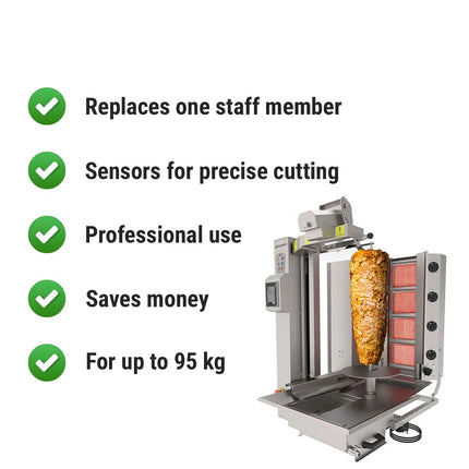 GGM Gastro Lò Doner Kebab Gas Tự Động - 4 Họng - Đến 95kg - 10.64kW