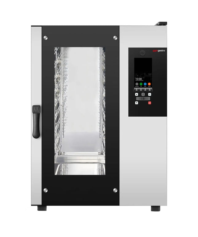 GGM Gastro Lò Hấp Combi Điện - Điều Khiển Cảm Ứng - 10x GN 1/1 - Kèm Đầu Dò Nhiệt Lõi & Delta T, USB, Giám Sát HACCP, Đèn LED Khoang, Khay Hứng Nước Ngưng