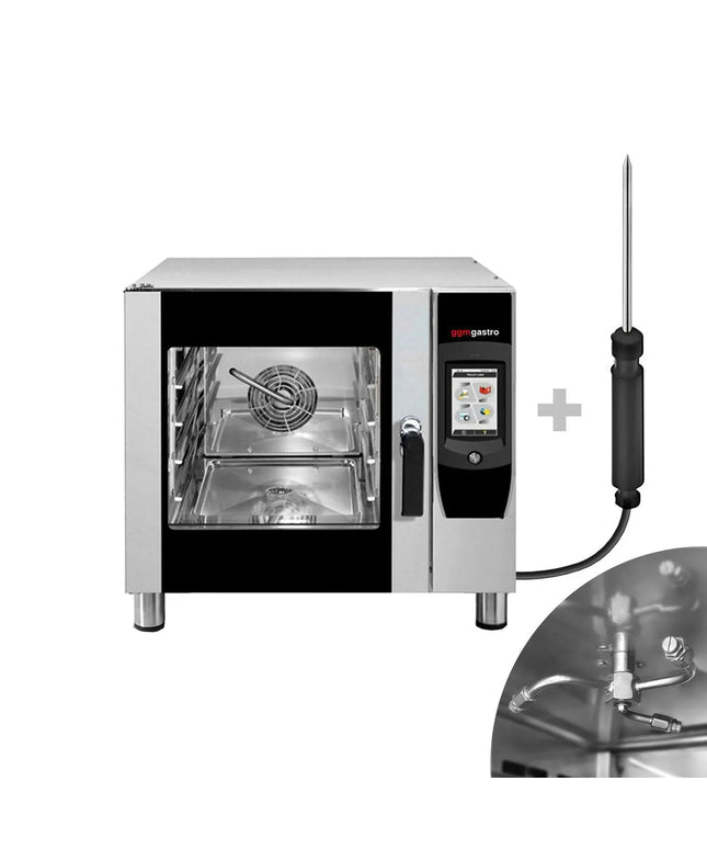 GGM Gastro Lò Hấp Combi Điện - Điều Khiển Cảm Ứng - Màn Hình 17.8 cm - 5x GN 1/1 - Kèm Hệ Thống Rửa Tự Động & Đầu Dò Nhiệt Lõi