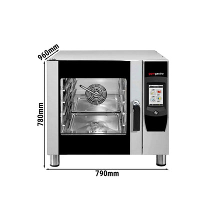 GGM Gastro Lò Hấp Combi Điện - Điều Khiển Cảm Ứng - Màn Hình 17.8 cm - 5x GN 1/1 - Kèm Hệ Thống Rửa Tự Động & Đầu Dò Nhiệt Lõi