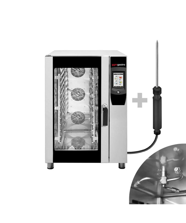 GGM Gastro Lò Hấp Combi Điện - Điều Khiển Cảm Ứng - Màn Hình Màu 17.8 cm - 12x GN 1/1 - Kèm Hệ Thống Rửa Tự Động & Đầu Dò Nhiệt Lõi