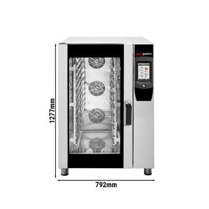 GGM Gastro Lò Hấp Combi Điện - Điều Khiển Cảm Ứng - Màn Hình Màu 17.8 cm - 12x GN 1/1 - Kèm Hệ Thống Rửa Tự Động & Đầu Dò Nhiệt Lõi
