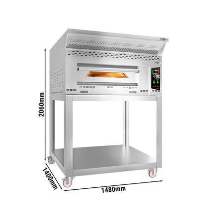 GGM Gastro Lò Pizza Gas - 1 Tầng - 9x Ø34cm - Điều Khiển Cơ - Nắp Chụp + Chân Đế + Bánh Xe