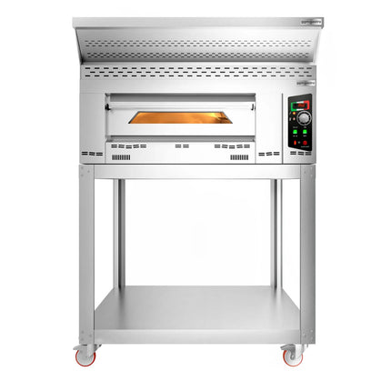 GGM Gastro Lò Pizza Gas - 1 Tầng - 9x Ø34cm - Điều Khiển Cơ - Nắp Chụp + Chân Đế + Bánh Xe