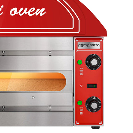 GGM Gastro Lò Pizza Tầng Điện - 1 Tầng - 1 - Ø34cm (34 cm) - 230V 1 Pha - Điều Khiển Cơ - Đen - Đến 280°C