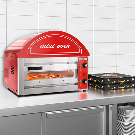 GGM Gastro Lò Pizza Tầng Điện - 1 Tầng - 1 - Ø34cm (34 cm) - 230V 1 Pha - Điều Khiển Cơ - Đen - Đến 280°C