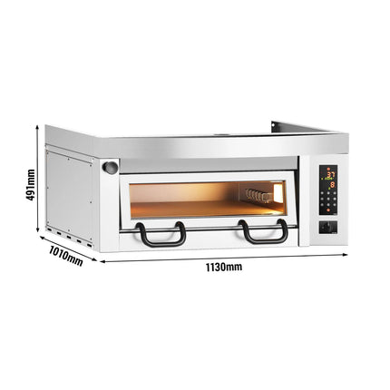 GGM Gastro Lò Pizza Tầng Điện - 1 Tầng - Đáy Đá Chịu Lửa - 4 - Ø34cm (34 cm) - Điều Khiển Cảm Ứng - Kèm Nắp Chụp Thép Không Gỉ