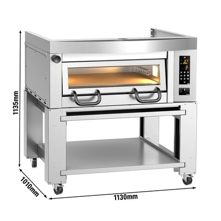 GGM Gastro Lò Pizza Tầng Điện - 1 Tầng - Đáy Đá Chịu Lửa - 4 - Ø34cm (34 cm) - Điều Khiển Số - Kèm Nắp Chụp & Khung Chân Đế