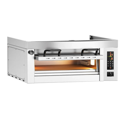 GGM Gastro Lò Pizza Tầng Điện - 1 Tầng - Đáy Đá Chịu Lửa - 4 - Ø34cm (34 cm) - Điều Khiển Cảm Ứng - Kèm Nắp Chụp Thép Không Gỉ
