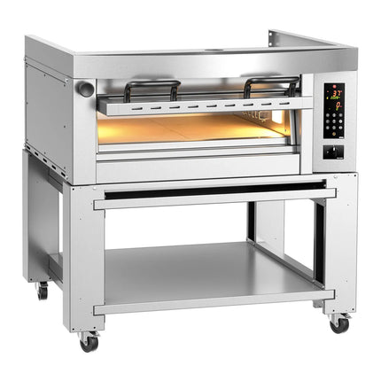GGM Gastro Lò Pizza Tầng Điện - 1 Tầng - Đáy Đá Chịu Lửa - 4 - Ø34cm (34 cm) - Điều Khiển Số - Kèm Nắp Chụp & Khung Chân Đế