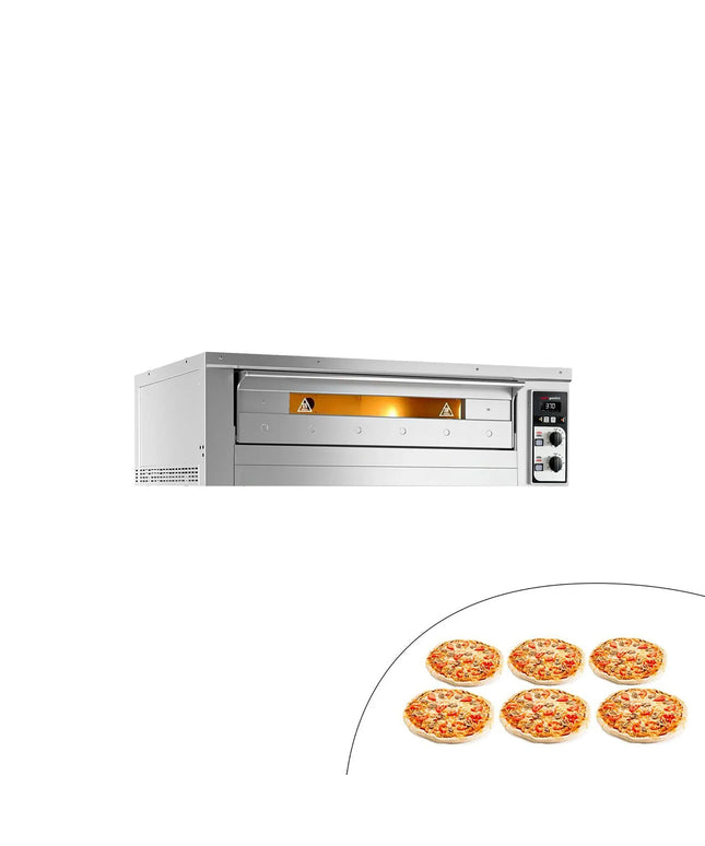 GGM Gastro Lò Pizza Tầng Điện - 1 Tầng - Đáy Đá Chịu Lửa - 6 - Ø33cm (33 cm) - Điều Khiển Cơ - Đến 400°C