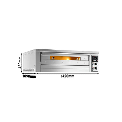 GGM Gastro Lò Pizza Tầng Điện - 1 Tầng - Đáy Đá Chịu Lửa - 6 - Ø33cm (33 cm) - Điều Khiển Cơ - Đến 400°C