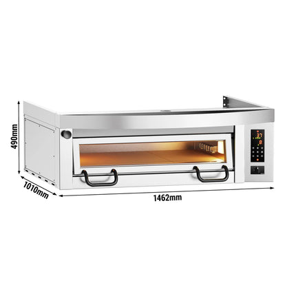 GGM Gastro Lò Pizza Tầng Điện - 1 Tầng - Đáy Đá Chịu Lửa - 6 - Ø34cm (34 cm) - 230V 3 Pha - Điều Khiển Số - Đến 450°C - Kèm Nắp Chụp Thép Không Gỉ
