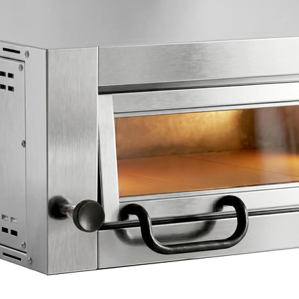 GGM Gastro Lò Pizza Tầng Điện - 1 Tầng - Đáy Đá Chịu Lửa - 6 - Ø34cm (34 cm) - 230V 3 Pha - Điều Khiển Số - Đến 450°C - Kèm Nắp Chụp Thép Không Gỉ