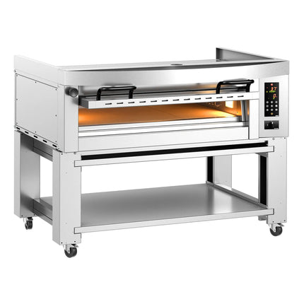 GGM Gastro Lò Pizza Tầng Điện - 1 Tầng - Đáy Đá Chịu Lửa - 6 - Ø34cm (34 cm) - Điều Khiển Số - Đến 450°C - Kèm Nắp Chụp & Khung Chân Đế