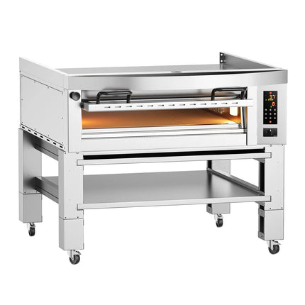 GGM Gastro Lò Pizza Tầng Điện - 1 Tầng - Đáy Đá Chịu Lửa - 9 - Ø34cm (33 cm) - Điều Khiển Số - Đến 450°C - Kèm Nắp Chụp Thép Không Gỉ & Khung Chân Đế