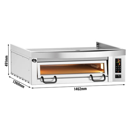 GGM Gastro Lò Pizza Tầng Điện - 1 Tầng - Đáy Đá Chịu Lửa - 9 x Ø34cm (34 cm) - Điều Khiển Số - Kèm Nắp Chụp Thép Không Gỉ