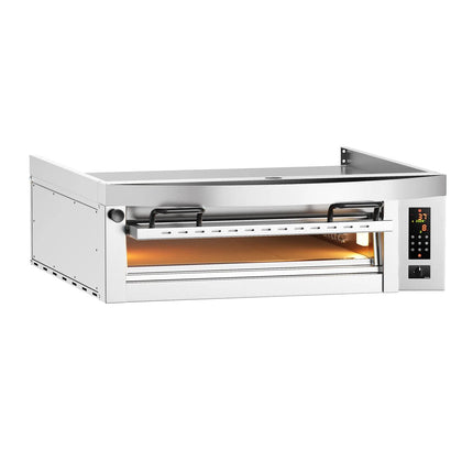 GGM Gastro Lò Pizza Tầng Điện - 1 Tầng - Đáy Đá Chịu Lửa - 9 x Ø34cm (34 cm) - Điều Khiển Số - Kèm Nắp Chụp Thép Không Gỉ