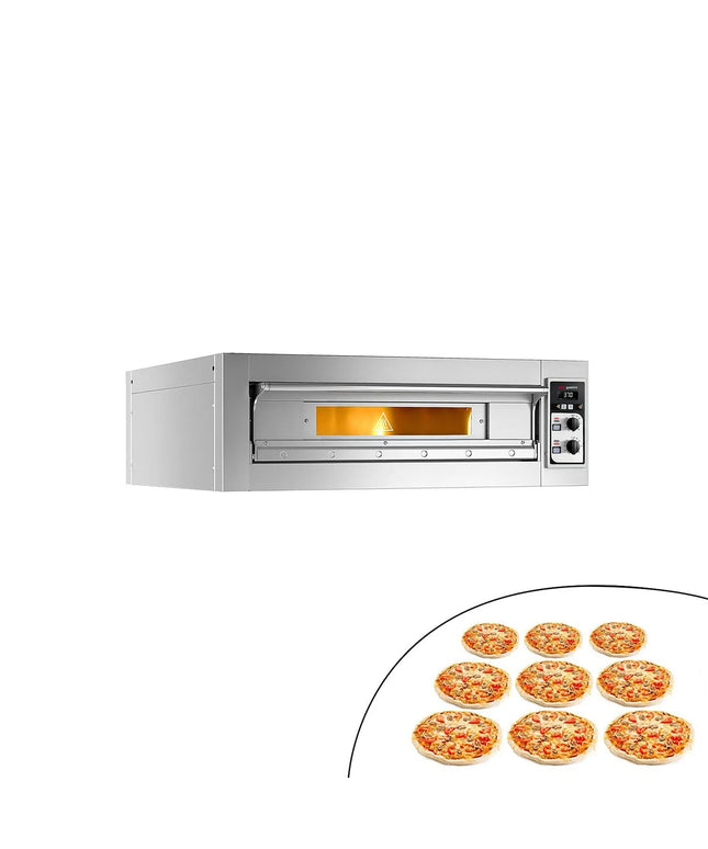 GGM Gastro Lò Pizza Tầng Điện - 1 Tầng - Đáy Gạch Chịu Lửa - 9 - Ø33cm (33 cm) - Điều Khiển Cơ - Đến 400°C