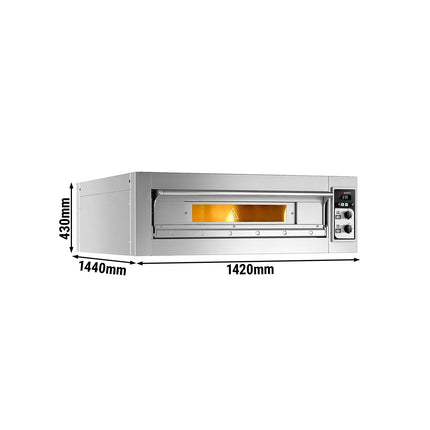 GGM Gastro Lò Pizza Tầng Điện - 1 Tầng - Đáy Gạch Chịu Lửa - 9 - Ø33cm (33 cm) - Điều Khiển Cơ - Đến 400°C
