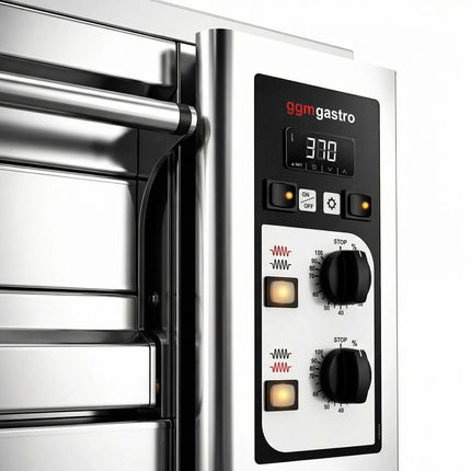 GGM Gastro Lò Pizza Tầng Điện - 1 Tầng - Đáy Gạch Chịu Lửa - 9 - Ø33cm (33 cm) - Điều Khiển Cơ - Đến 400°C