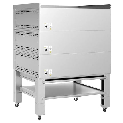 GGM Gastro Lò Pizza Tầng Điện - 3 Tầng - Đáy Đá Chịu Lửa - 9+9+9 - Ø34cm (34 cm) - Điều Khiển Số - Đến 450°C - Kèm Nắp Chụp & Khung Chân Đế