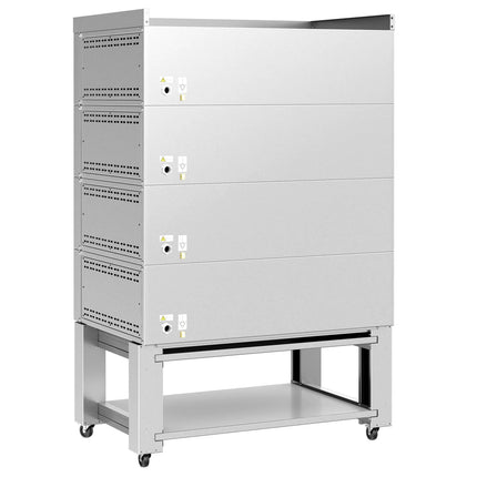 GGM Gastro Lò Pizza Tầng Điện - 4 Tầng - Đáy Đá Chịu Lửa - 6+6+6+6 - Ø34cm (33 cm) - Kèm Nắp Chụp & Khung Chân Đế