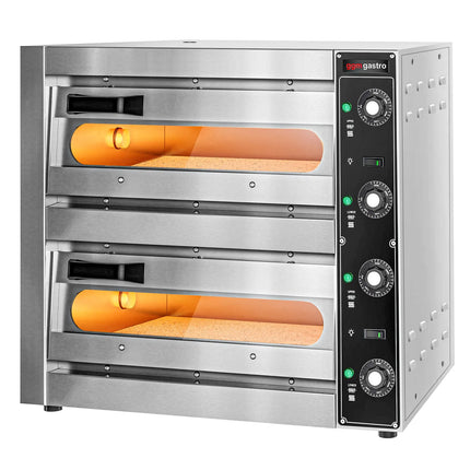 GGM Gastro Lò Pizza Tầng Điện - Tầng Đôi - Đáy Đá - 1+1 x Ø33.5cm (33.5 cm) - 230V 1 Pha | Đấu Cứng - Điều Khiển Cơ - Đến 310°C