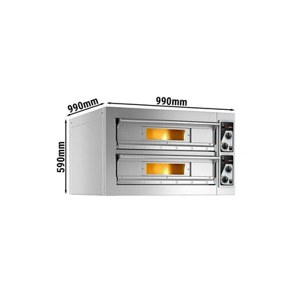 GGM Gastro Lò Pizza Tầng Điện - Tầng Đôi - Đáy Đá Chịu Lửa - 4+4 - Ø33cm (33 cm) - Điều Khiển Cơ - Đến 400°C