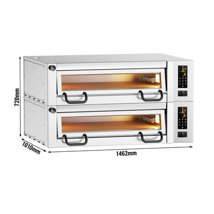 GGM Gastro Lò Pizza Tầng Điện - Tầng Đôi - Đáy Đá Chịu Lửa - 6+6 - Ø34cm (33 cm) - Điều Khiển Cảm Ứng