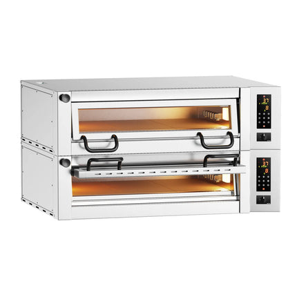 GGM Gastro Lò Pizza Tầng Điện - Tầng Đôi - Đáy Đá Chịu Lửa - 6+6 - Ø34cm (33 cm) - Điều Khiển Cảm Ứng