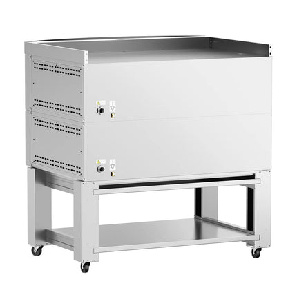 GGM Gastro Lò Pizza Tầng Điện - Tầng Đôi - Đáy Đá Chịu Lửa - 6+6 - Ø34cm (34 cm) - 230V 3 Pha - Điều Khiển Số - Đến 450°C - Kèm Nắp Chụp, Khung Chân Đế & Bánh Xe