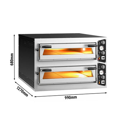 GGM Gastro Lò Pizza Tầng Điện - Tầng Đôi - Đáy Đá Chịu Lửa - 6+6 - Ø35cm (35.1 cm) - Đến 450°C - Điều Khiển Cơ