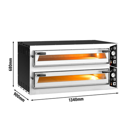 GGM Gastro Lò Pizza Tầng Điện - Tầng Đôi - Đáy Đá Chịu Lửa - 6+6 - Ø35cm (35.1 cm) - Điều Khiển Cơ - Đến 450°C