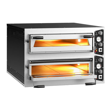 GGM Gastro Lò Pizza Tầng Điện - Tầng Đôi - Đáy Đá Chịu Lửa - 6+6 - Ø35cm (35.1 cm) - Đến 450°C - Điều Khiển Cơ