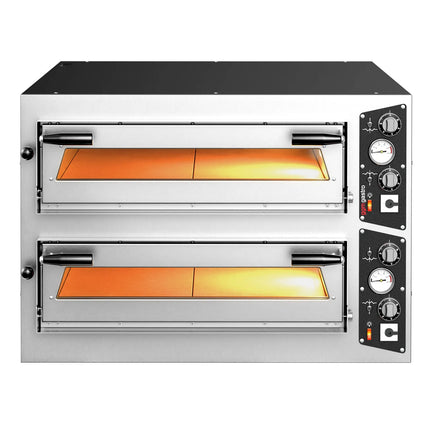 GGM Gastro Lò Pizza Tầng Điện - Tầng Đôi - Đáy Đá Chịu Lửa - 6+6 - Ø35cm (35.1 cm) - Đến 450°C - Điều Khiển Cơ