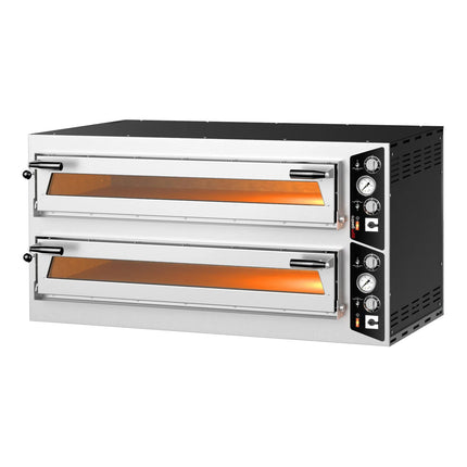 GGM Gastro Lò Pizza Tầng Điện - Tầng Đôi - Đáy Đá Chịu Lửa - 6+6 - Ø35cm (35.1 cm) - Điều Khiển Cơ - Đến 450°C
