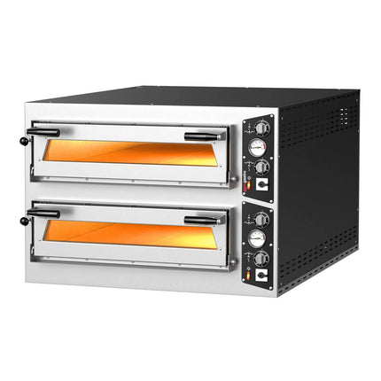 GGM Gastro Lò Pizza Tầng Điện - Tầng Đôi - Đáy Đá Chịu Lửa - 6+6 - Ø35cm (35.1 cm) - Đến 450°C - Điều Khiển Cơ