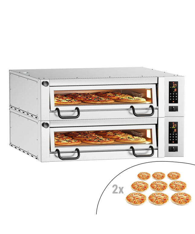 GGM Gastro Lò Pizza Tầng Điện - Tầng Đôi - Đáy Đá Chịu Lửa - 9+9 - Ø34cm (34 cm) - Điều Khiển Cảm Ứng