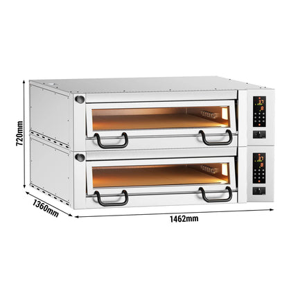 GGM Gastro Lò Pizza Tầng Điện - Tầng Đôi - Đáy Đá Chịu Lửa - 9+9 - Ø34cm (34 cm) - Điều Khiển Cảm Ứng