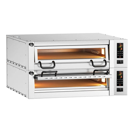 GGM Gastro Lò Pizza Tầng Điện - Tầng Đôi - Đáy Đá Chịu Lửa - 9+9 - Ø34cm (34 cm) - Điều Khiển Cảm Ứng