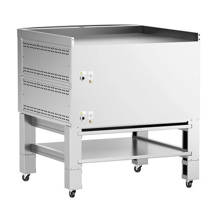 GGM Gastro Lò Pizza Tầng Điện - Tầng Đôi - Đáy Đá Chịu Lửa - 9+9 - Ø34cm (34 cm) - Điều Khiển Số - Đến 450°C - Kèm Nắp Chụp & Khung Chân Đế & Bộ Bánh Xe