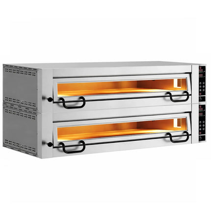 GGM Gastro Lò Pizza Tầng Điện - Tầng Đôi - Đáy Đá Chịu Lửa - 9+9 - Ø34cm (34 cm) - Điều Khiển Cảm Ứng