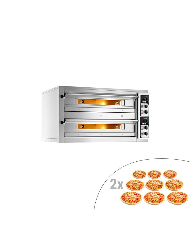 GGM Gastro Lò Pizza Tầng Điện - Tầng Đôi - Đáy Đá Chịu Lửa - 9+9 x Ø33cm (33 cm) - Đến 400°C