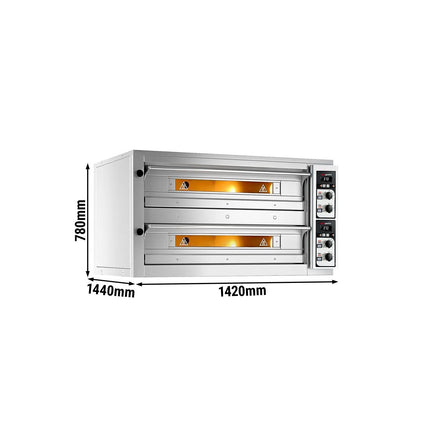 GGM Gastro Lò Pizza Tầng Điện - Tầng Đôi - Đáy Đá Chịu Lửa - 9+9 x Ø33cm (33 cm) - Đến 400°C